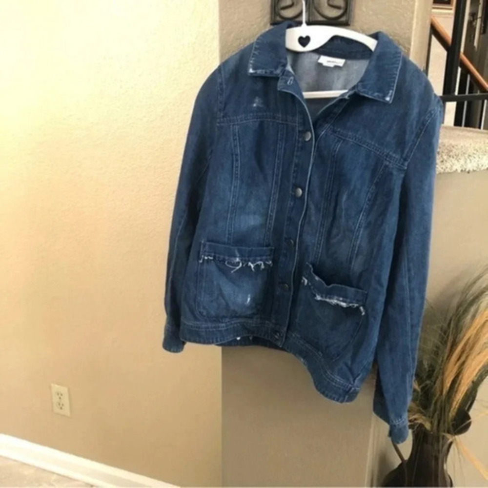 J. Jill Denim Jacket Fringe Trim Size XSmall